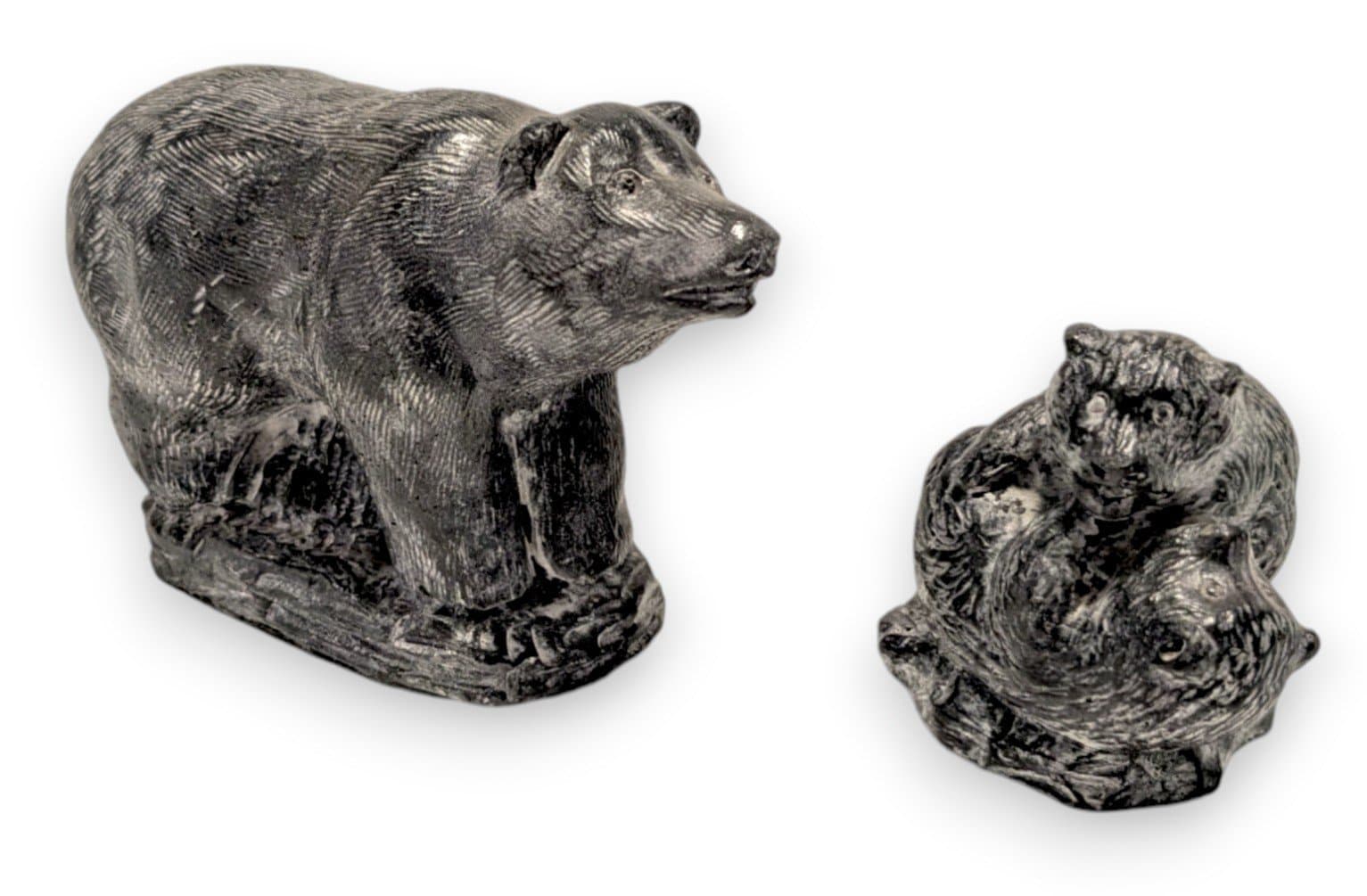Wolf and Bear Soapstone Carvings Set - Inuit Art