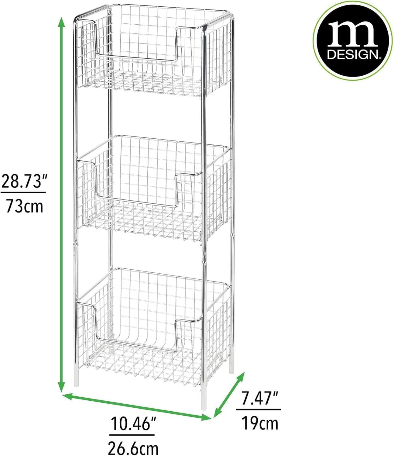 mDesign Steel Freestanding Storage Organizer Tower Rack Basket Shelf ...