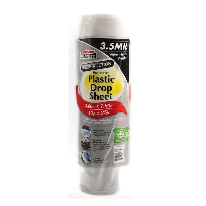 Bennett Plastic Drop Sheet - Clear - Heavy-Duty - 25-ft L x 10-ft W | RONA