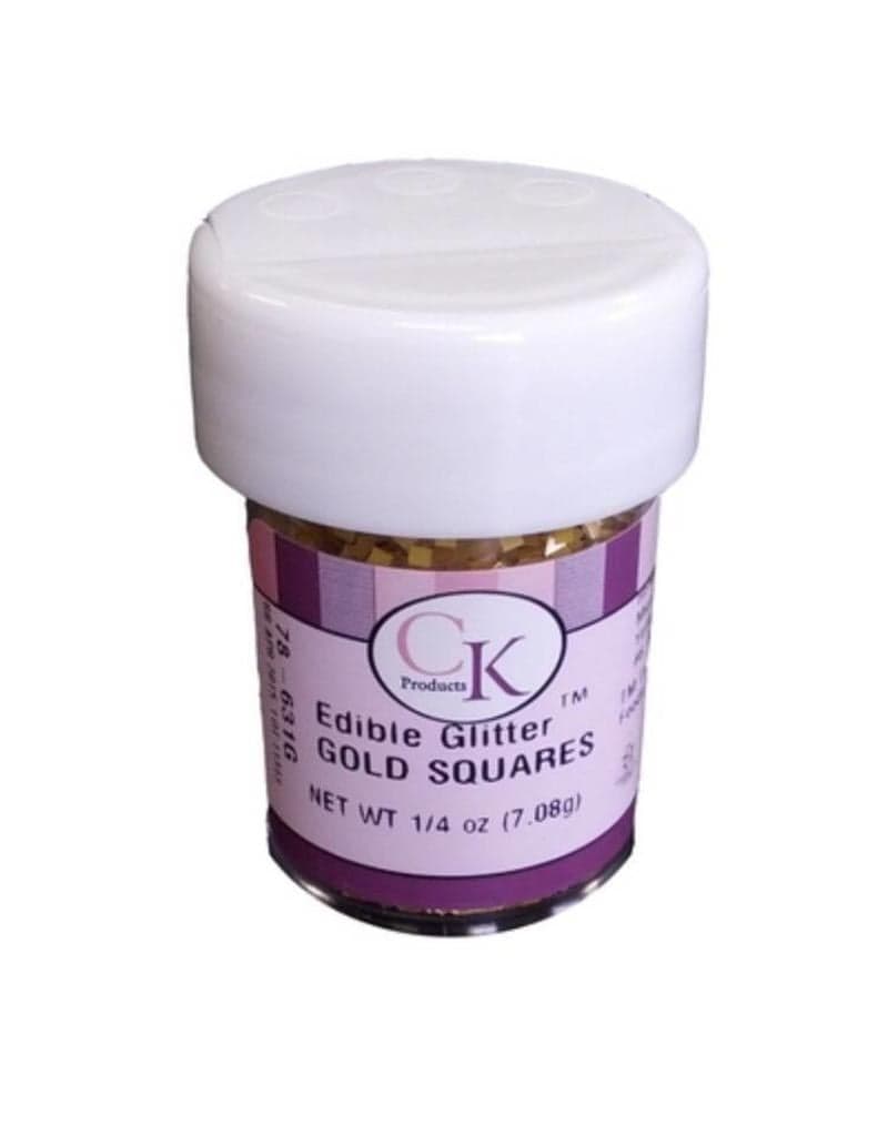 CK PRODUCTS GOLD SQUARE EDIBLE GLITTER 1/4 OZ 78-631G - eCakeSupply