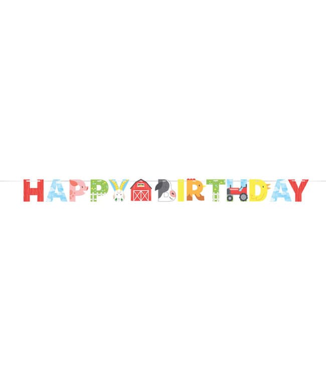 Farm Animals Letter Banner with Ribbon - Party On!