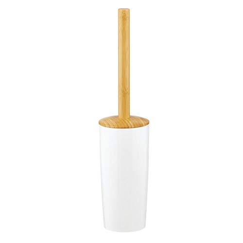 mDesign Decorative Compact Bamboo Freestanding Toilet Bowl Brush and ...