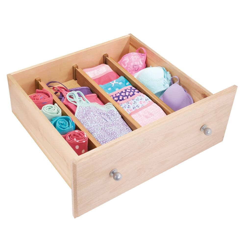 mDesign Adjustable, Expandable Bamboo Drawer Organizer/Divider | eBay