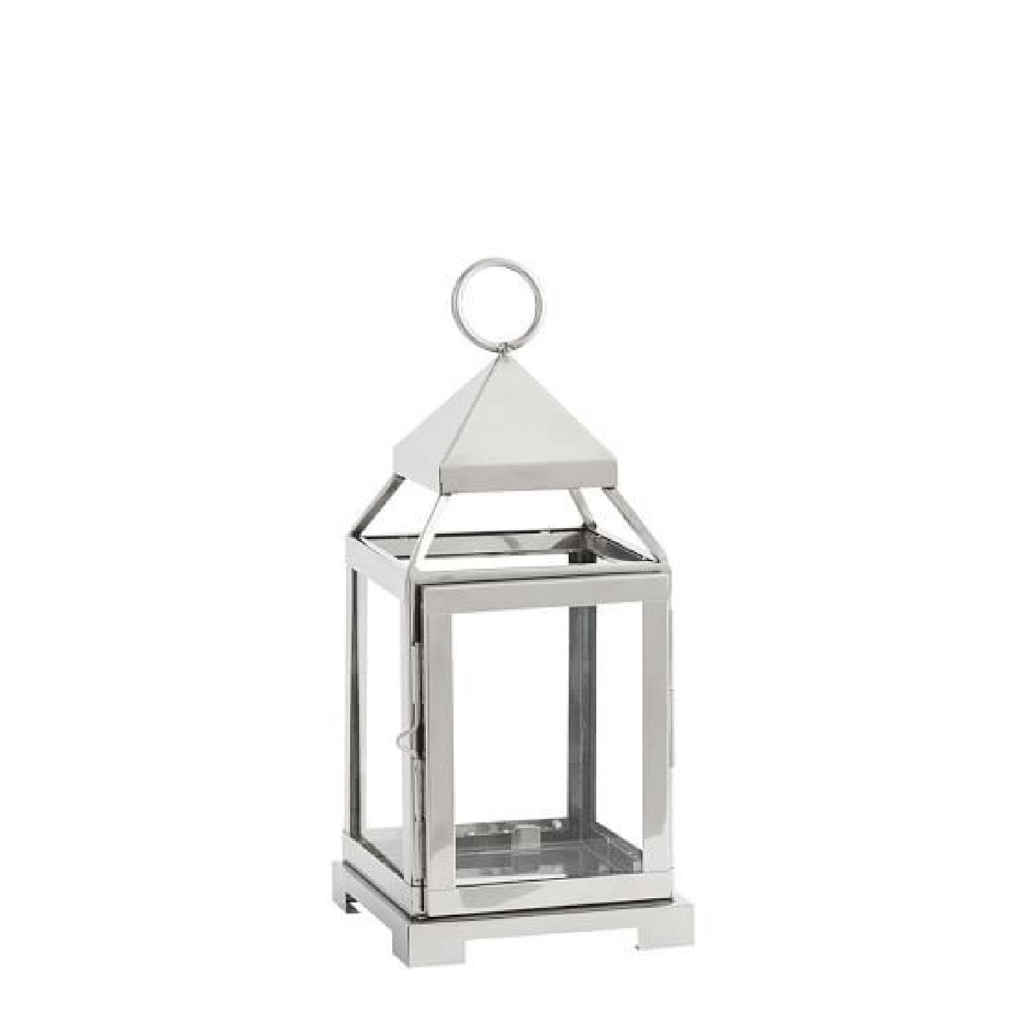 Pottery Barn Small Malta Lantern w/ Silver Finish - AptDeco