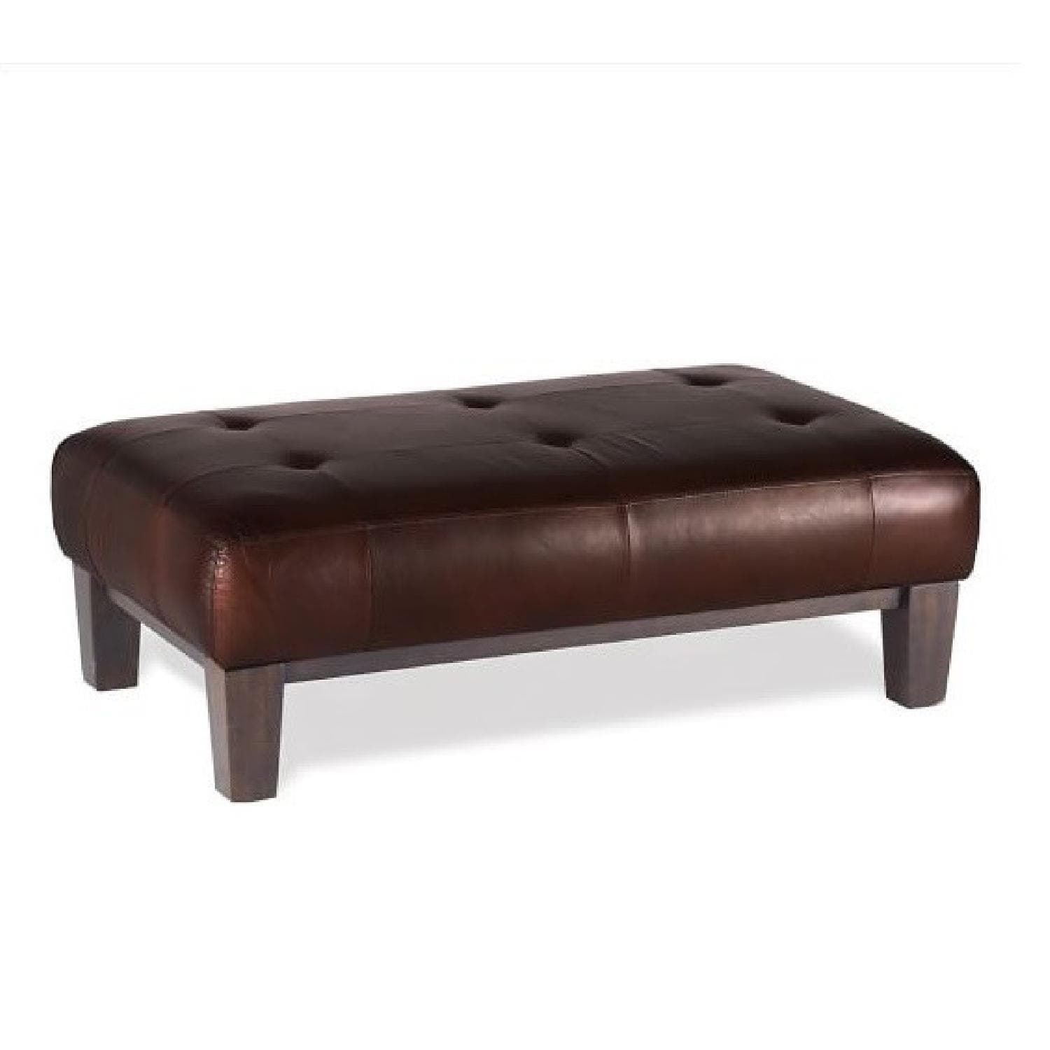 Pottery Barn Sullivan Large Tufted Leather Ottoman - AptDeco