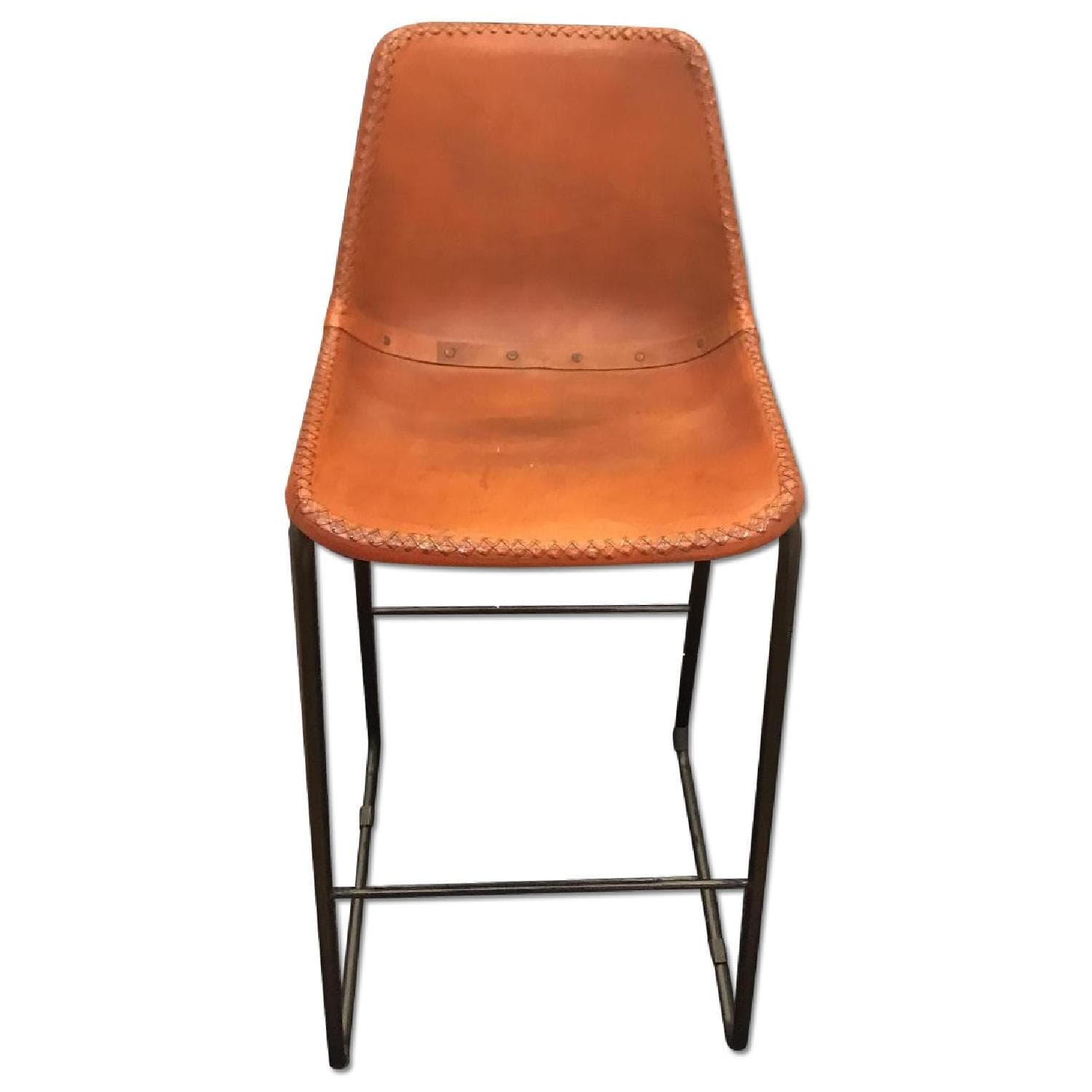 CB2 Roadhouse Leather Bar Stools - AptDeco