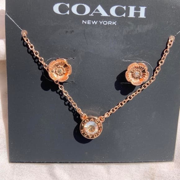 Coach | Jewelry | Coach Signature Stone Tea Rose 3piece Jewelry Set Nwt ...