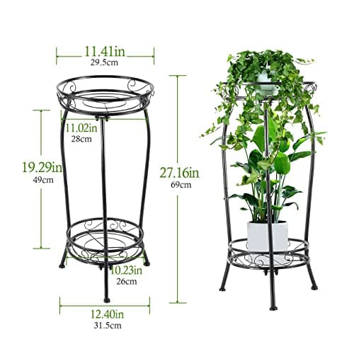 Black Metal 2-Tier Plant Stand Holder - House Plants Expert
