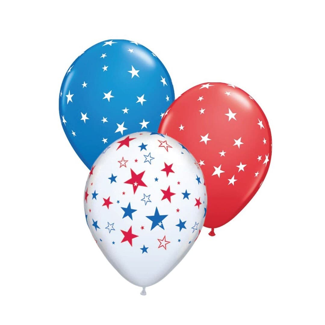 Patriotic Latex Star Balloons 6ct Red, White, and Blue 4th of July ...