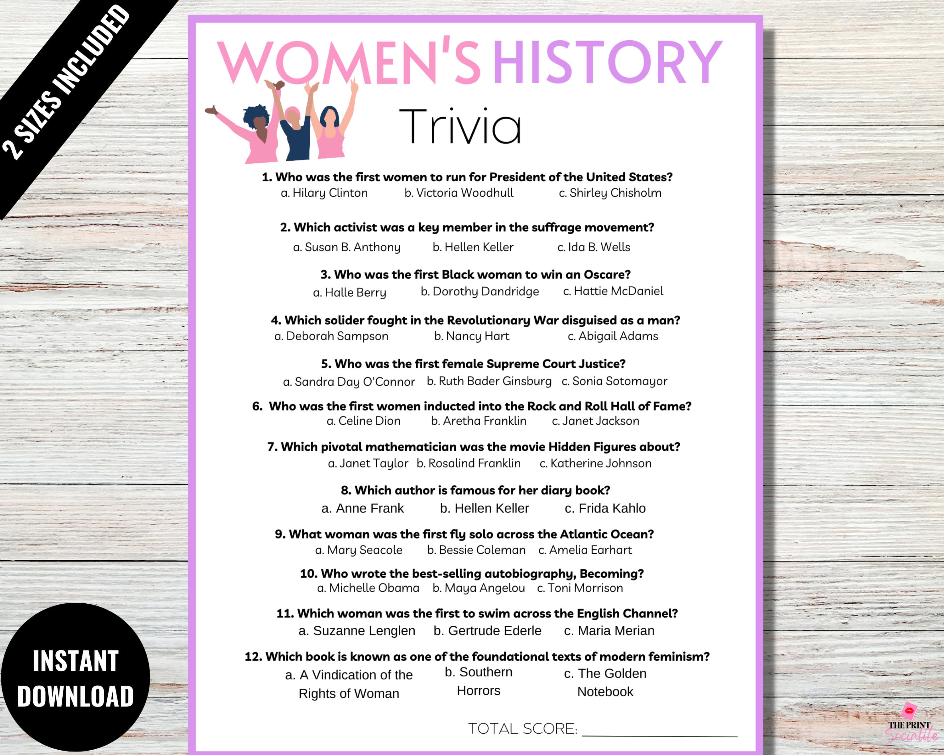 Women's History Trivia, Women's History Month Game, International Women ...