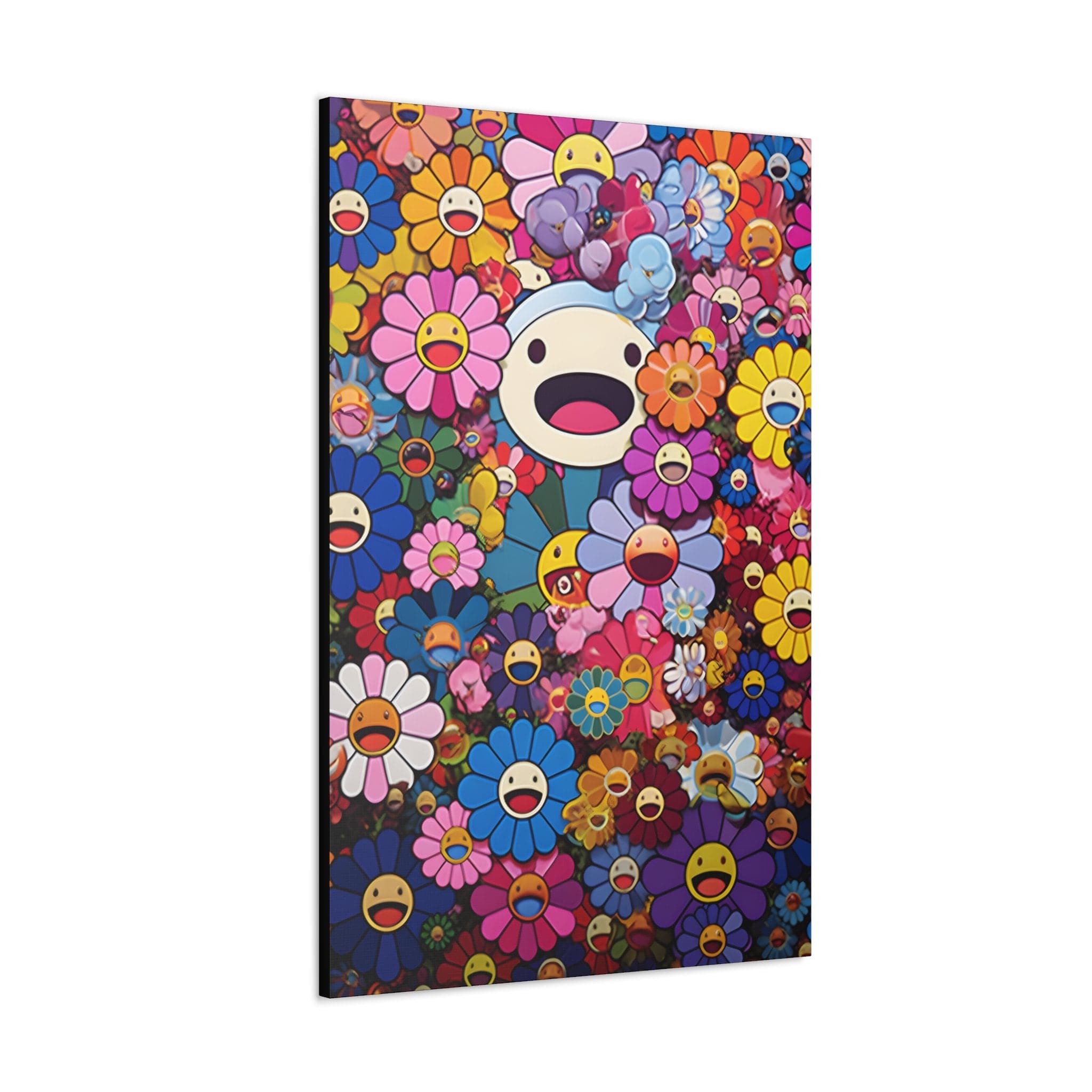 Takashi Murakami Abstract Canvas Art Floral Happy Face Cartoon Art ...
