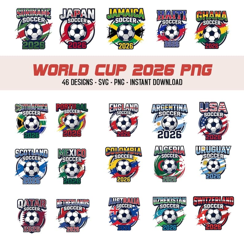 World Cup 2026 Countries PNG Bundle, International Soccer Country ...
