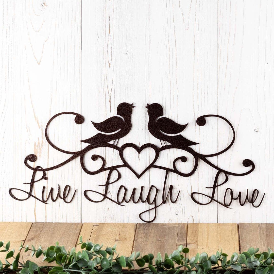 Live Laugh Love Metal Wall Art, Birds, Wall Decor, Rustic Decor, Lake ...