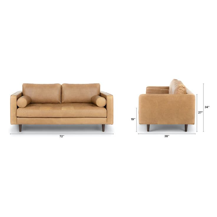 Sven Charme Tan 72" Sofa | Leather loveseat, Tufted leather, Sven sofa