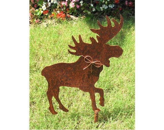Moose Metal Garden Stake - Metal Yard Art - Metal Garden Art - Rustic ...
