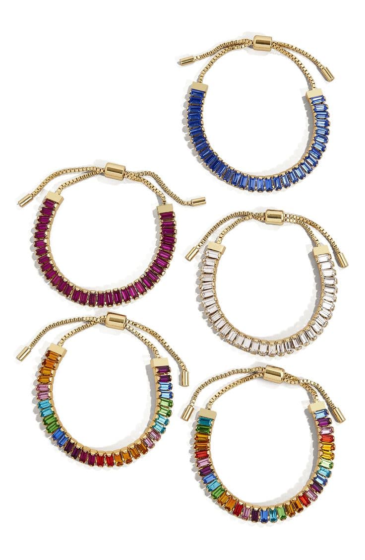 BaubleBar Alidia Set of 5 Crystal Pull Through Bracelets | Nordstrom ...