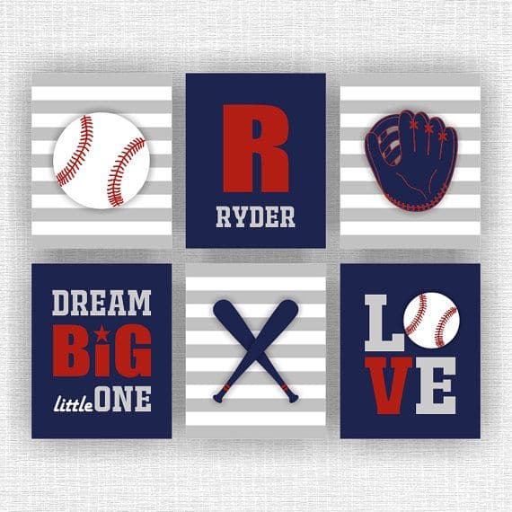 Sports Nursery Printable, Baseball Wall Art, Love, Dream Big Little One ...