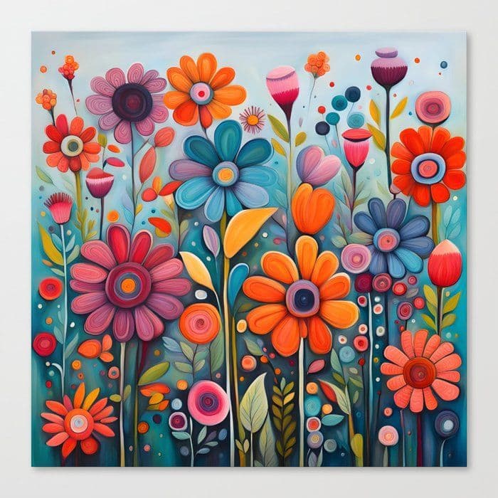 Shop whimsical flowers Canvas Print by jv22 on Society6! in 2024 ...
