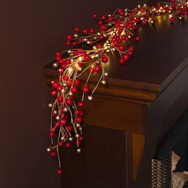 LED Holiday Berry Garland with 100 LEDs | Christmas lights, Holiday ...
