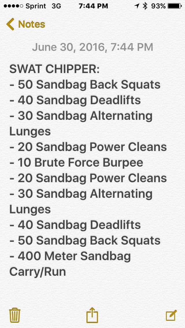 SWAT sandbag workout