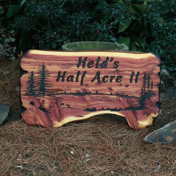 Live Edge Wood Sign - Wooden - Cedar - Carve - Cabin - Outdoor Sign ...
