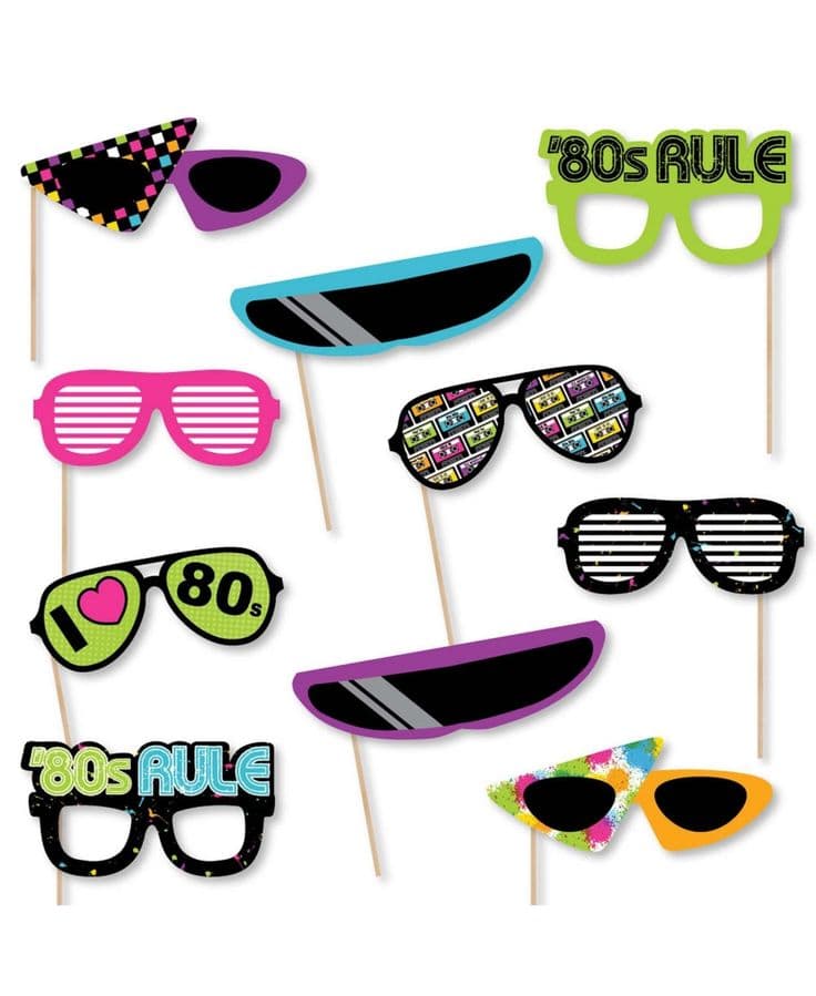 80's Retro Glasses - Paper Totally 1980s Party Photo Booth Props Kit ...