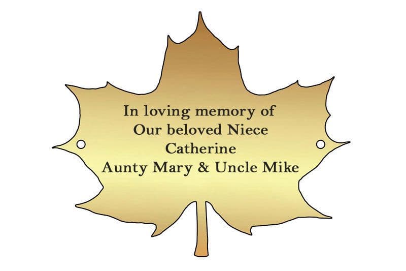 Personalized memorial maple leaf Brass Plaque. | Funeral gifts ...