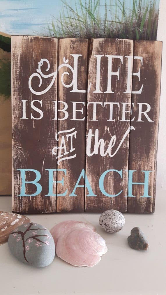 Wood Sign -Life is better at the beach | Beach wood signs, Wood pallet ...
