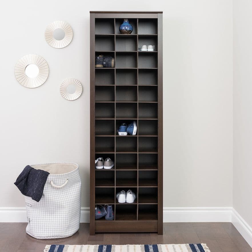 Prepac Tall Shoe Storage Cabinet | Shoe storage cabinet, Space saving ...
