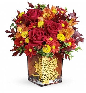 Maple Leaf Bouquet | Thanksgiving flowers, Thanksgiving flower ...