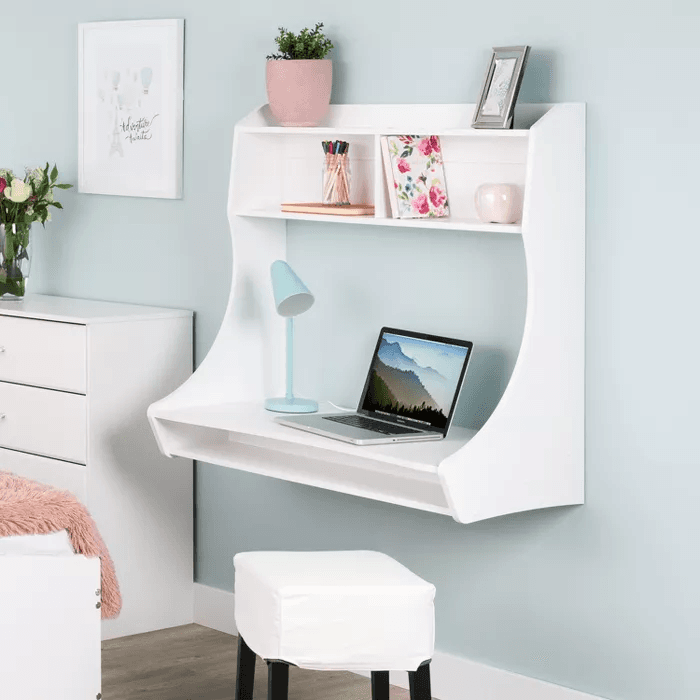 Divine Floating Desk With Storage White Prepac Shelving Solutions