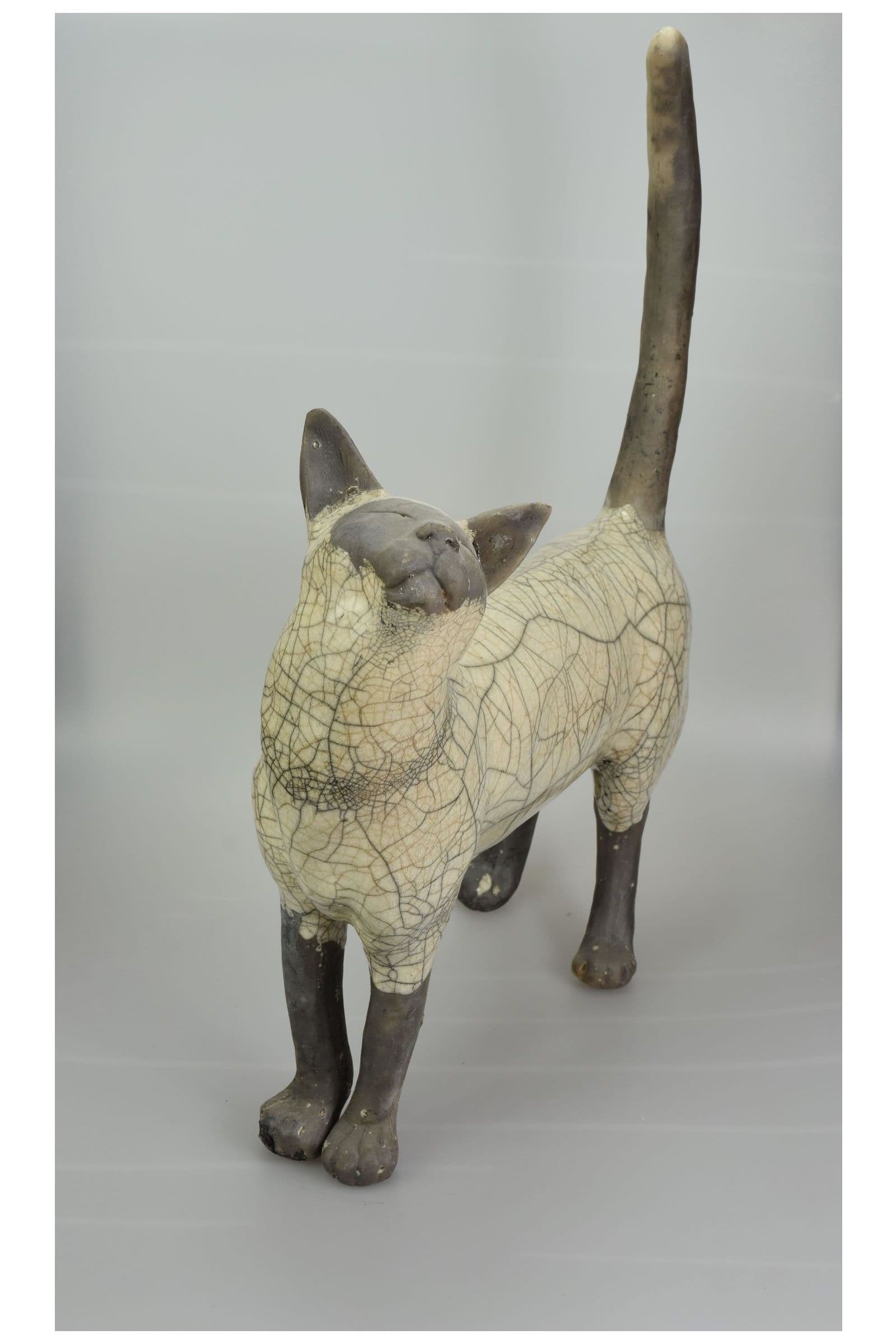 Cat Bronze Sculpture | Raku ceramic cat, Cat raku art