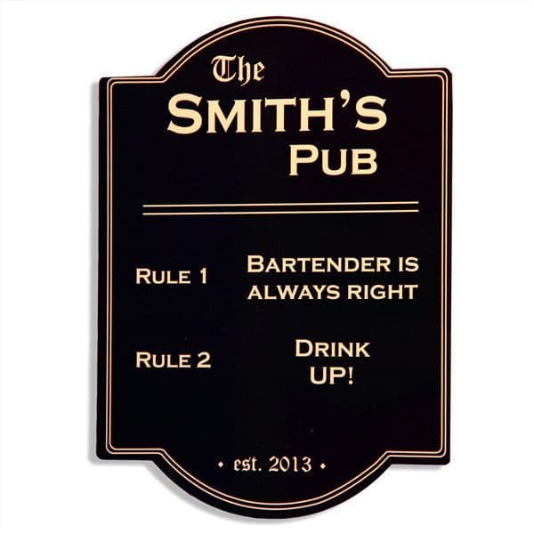 Pub Rules Bar Sign - The House of Awareness | Personalized bar signs ...