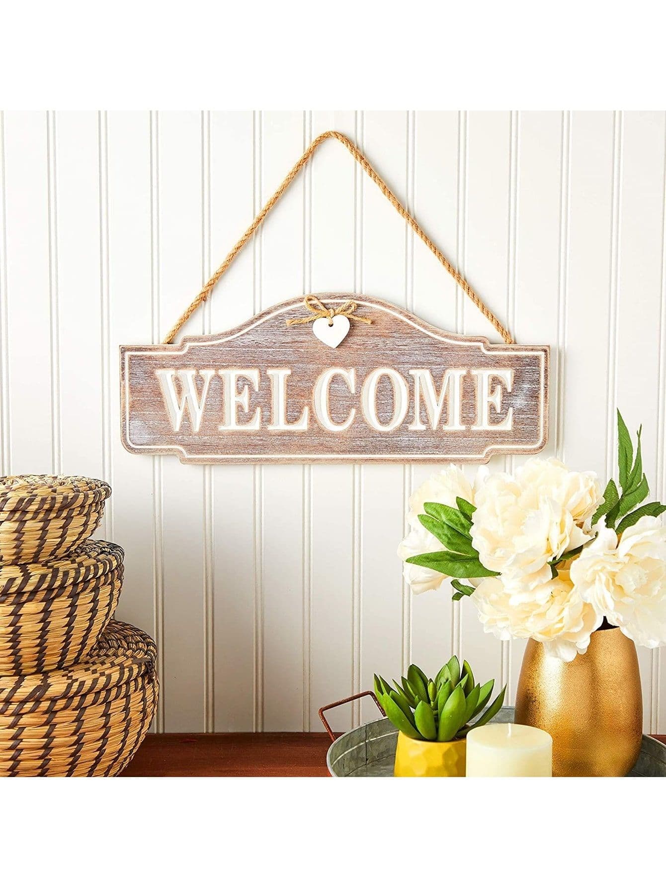 Juvale Rustic Wooden Welcome Sign (17 x 6.75 Inches) in 2023 | Wooden ...
