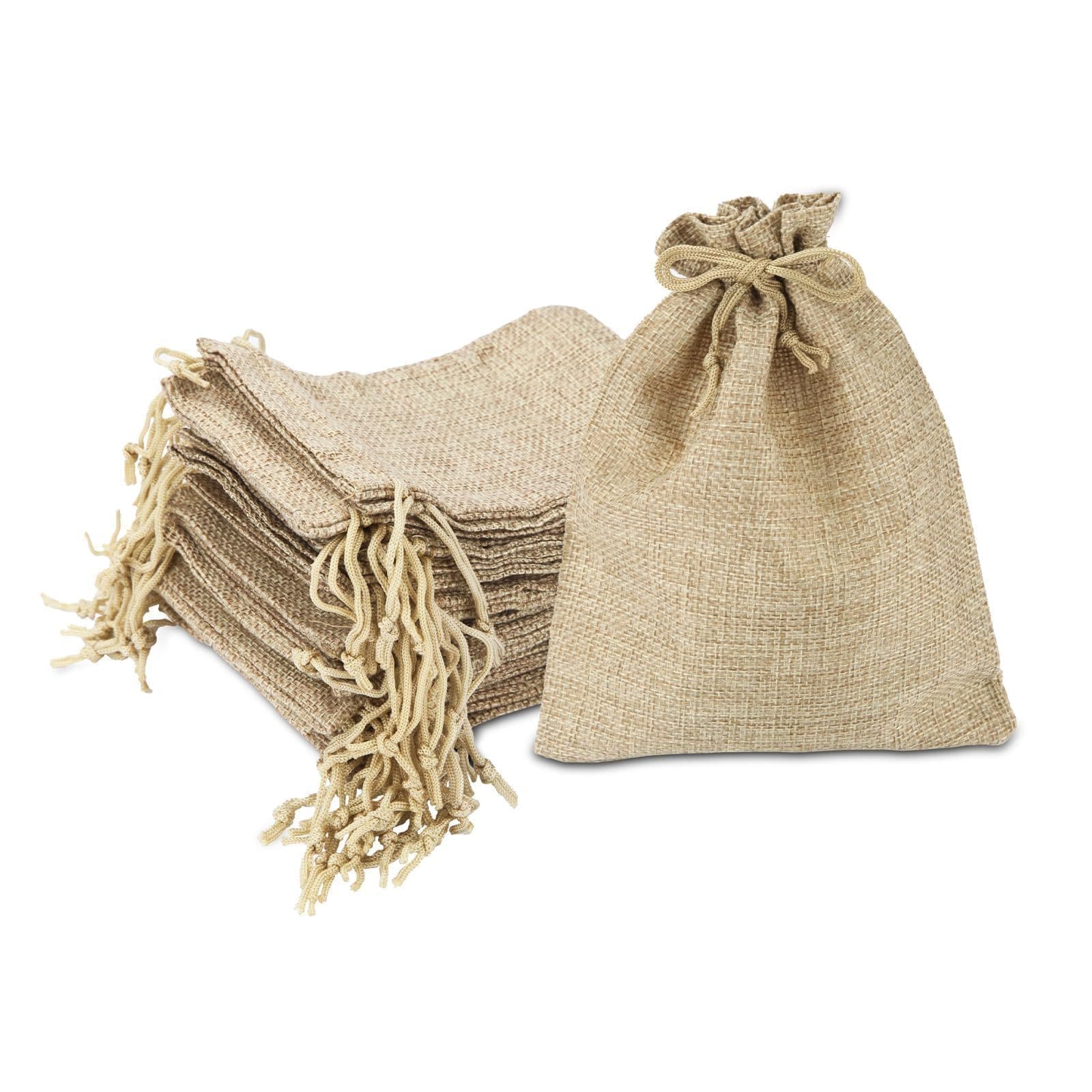Hessian Drawstring Bags - 15x20cm, 20pcs Reusable Jute Bags for Wedding ...