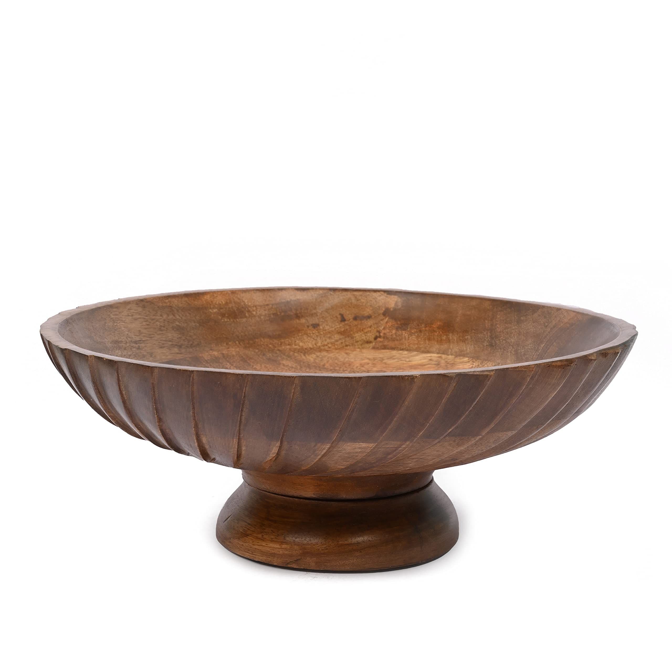 EDHAS Mango Wood Decorative Wooden Bowl Hand Carved Home Decor for ...