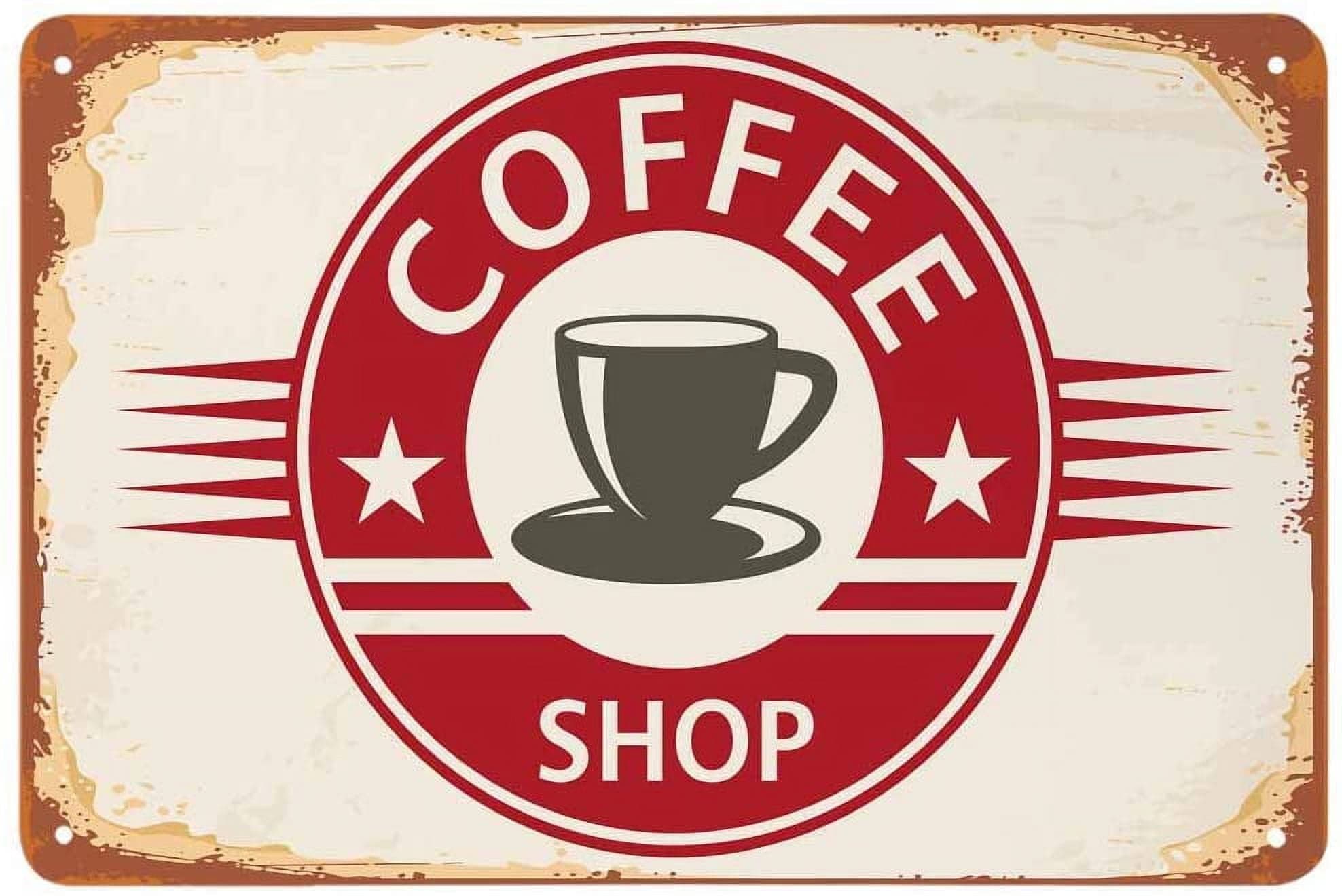 Coffee Shop Tin Sign,Poster with Coffee Cup Vintage Metal Tin Signs for ...