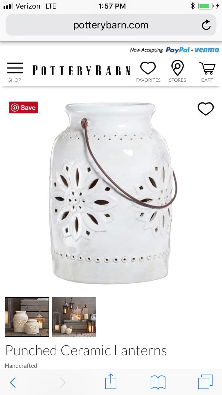 Punched Ceramic Lantern Pottery Barn