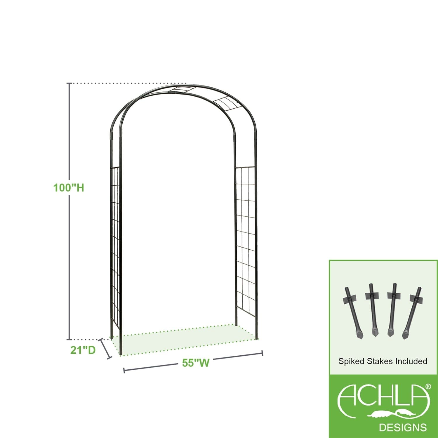 Monet Arbor classic wrought iron lattice garden arch — Achla Designs ...