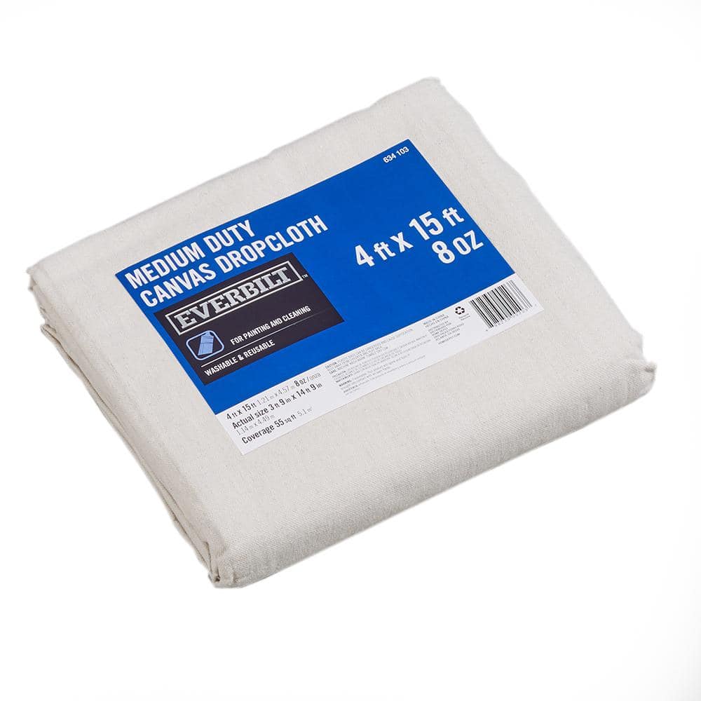 Everbilt 4 ft. x 15 ft. Medium Duty Canvas Drop Cloth 415CV8 - The Home ...
