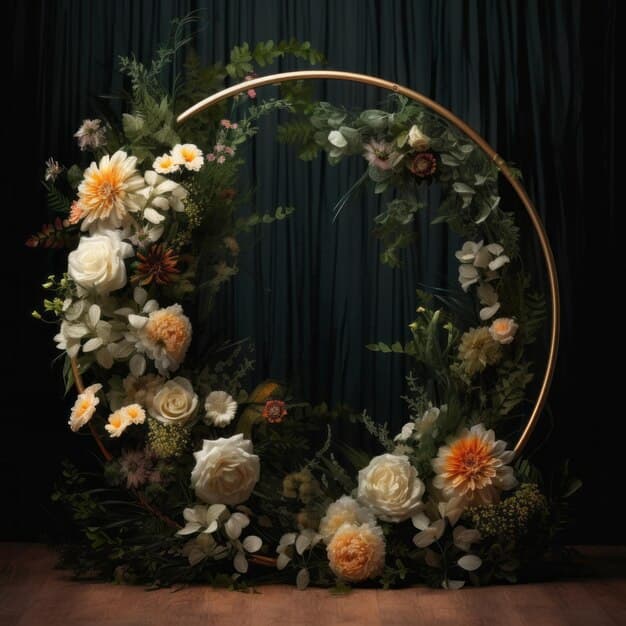 Premium AI Image | Boho floral hoop digital backdrop dramatic lighting ...