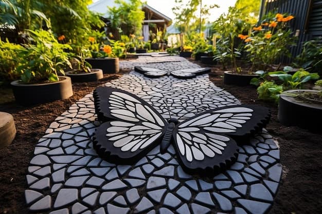 Premium Photo | Butterfly shaped stepping stones in a garden pathway
