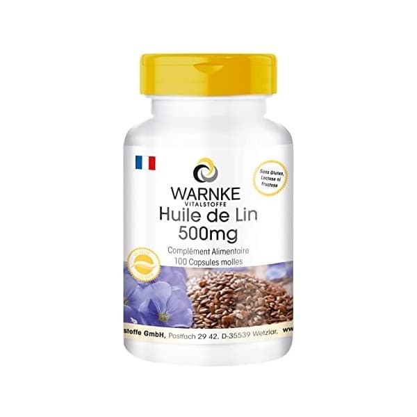 Huile De Lin 1000 mg - 100 gélules molles - Préssé à froid - 52,6% ...