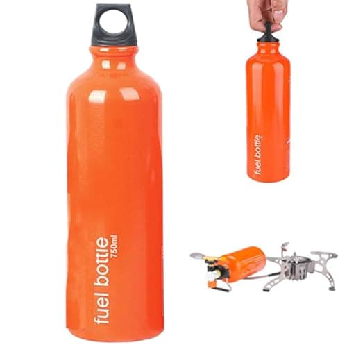 Fuel Bottle, 750ML Portable Msr Fuel Bottle Aluminium Alloy Gas Thicken Oil Container Motorcycle Petrol Storage Container for Outdoor Camping Hiking, Only