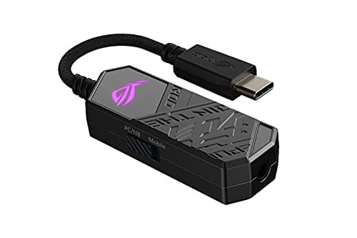 ASUS ROG Clavis USB-C Gaming DAC (ESS 9281 Quad DAC Amplifier, AI Noise-Canceling Mic, MQA Rendering, Aura Sync RGB, Compatible with PC, Mobile, PlayStation 5, and Switch)