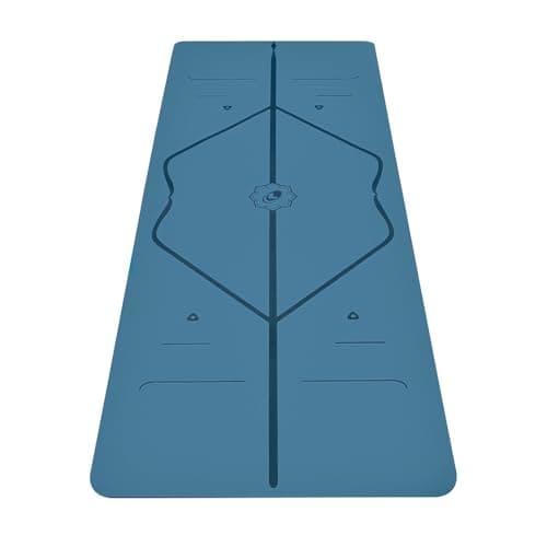 Liforme Original Yoga Mat – Free Yoga Bag Included - Patented Alignment System, Warrior-like Grip, Non-slip, Eco-friendly and Biodegradable, sweat-resistant, 4.2mm thick mat for comfort - Blue