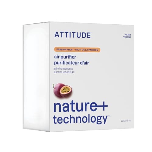 ATTITUDE Odor Eliminator with Activated Carbon, Plant-Based Air Purifier, Vegan, Made in the USA, Passionfruit Scent, 227 g