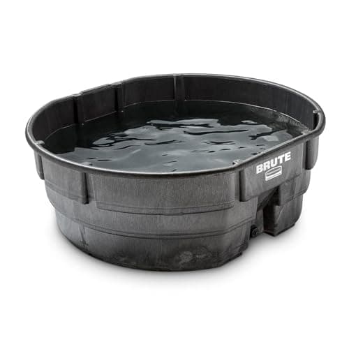 Rubbermaid Commercial Products Stock Tank, 150-Gallons, Structural Foam, Heavy Duty Container, for Livestock/Animal/Cattle Feed & Water, Outdoor Homemade Pool/Hot Tub/Bathtub, & Pet Cleaning/Dog Wash