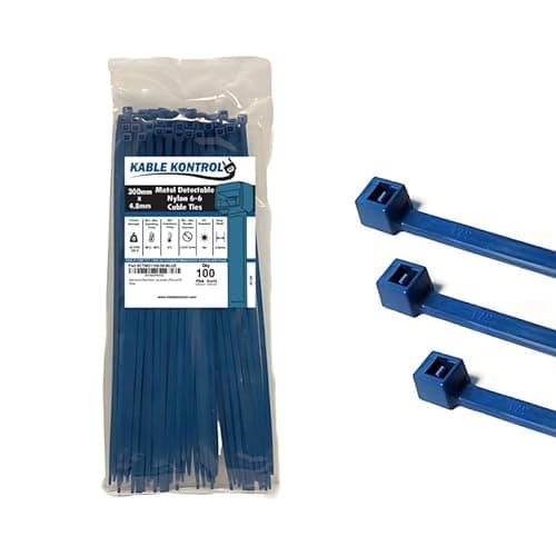 RS PRO Cable Tie Metal Detectable 150x3.6 mm Blue Metal Detectable ...