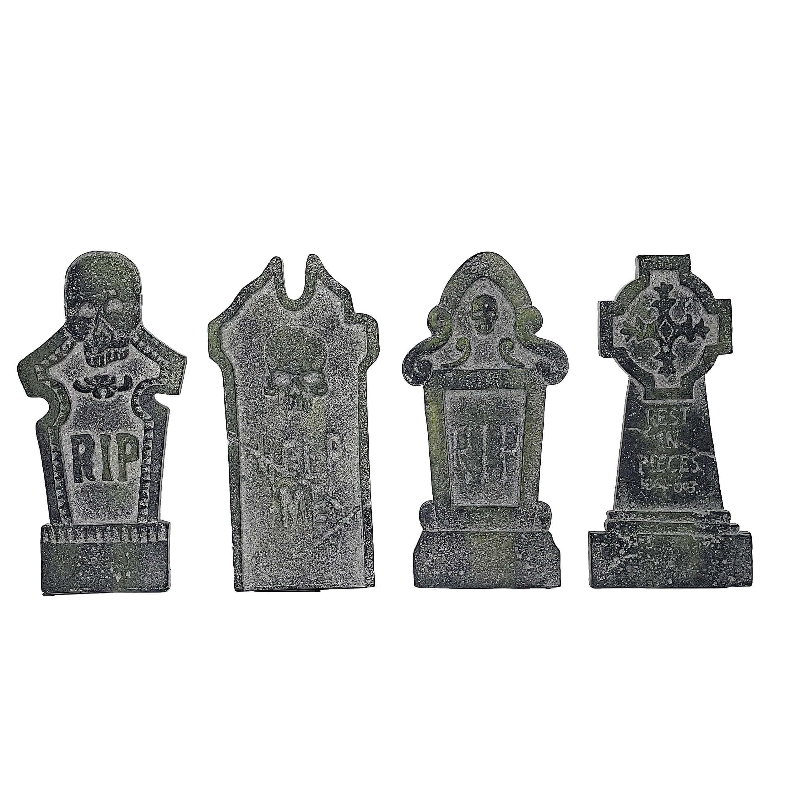 For Living Mossy Tombstone Set, Outdoor Decoration for Halloween, 4-pc ...
